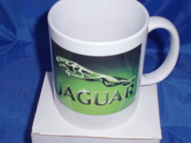 Jaguar green logo personalised mug