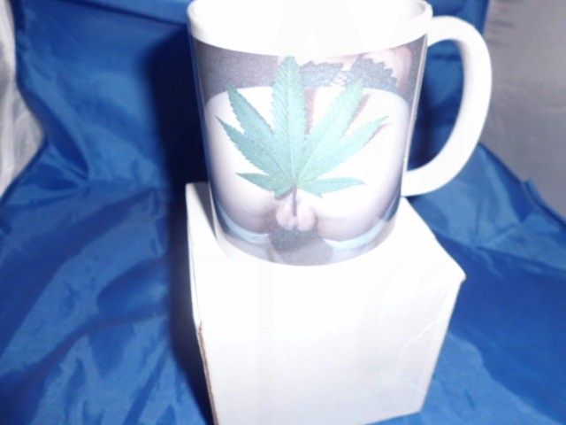 marijuana Leaf inside a womans vagina risque mug